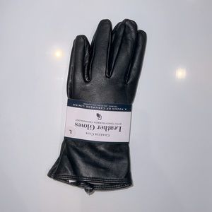 Charter Club Black Leather Gloves